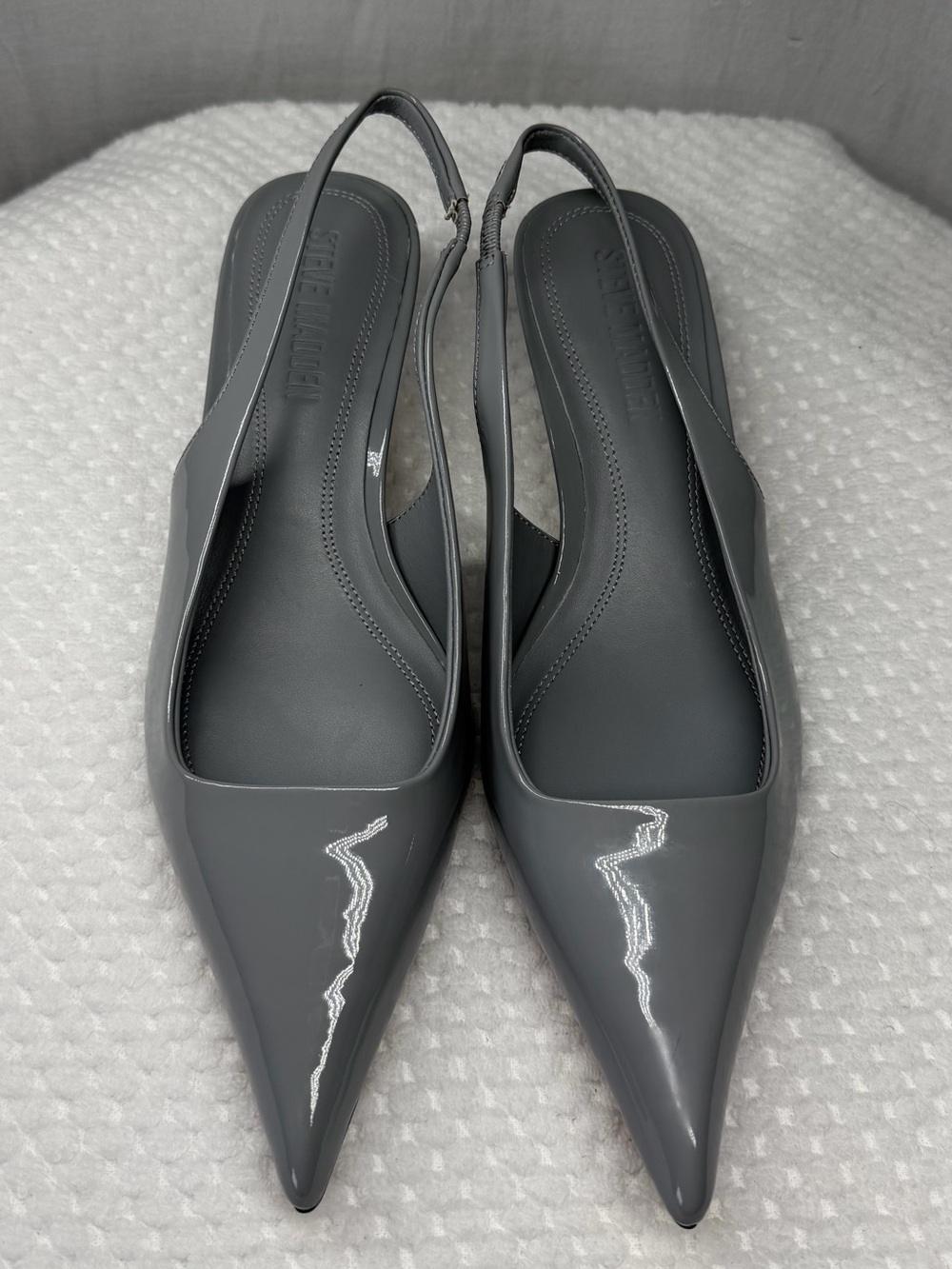 Steve Madden Patent Leather Pointed Slingback Pumps in Gray - Picture 1 of 8